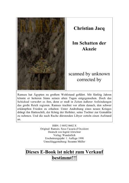 Ramses, Bd.5, Im Schatten der Akazie - Jacq, Christian Ramses, Bd.5, Im Schatten der Akazie - Jacq, Christian