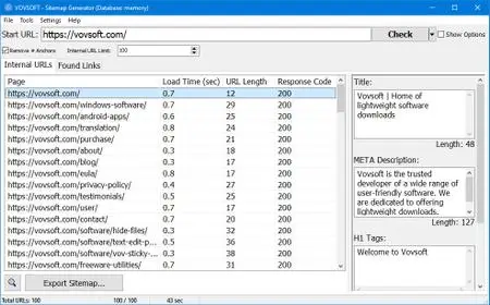 VovSoft Sitemap Generator 4.4