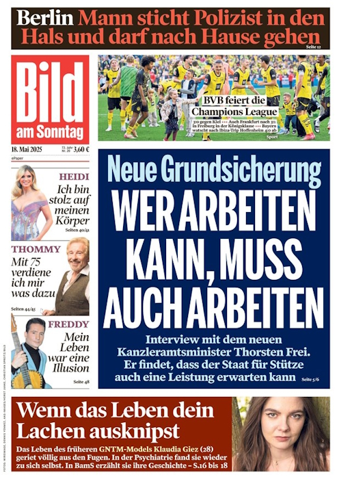 Bild am Sonntag vom 18. Mai 2025 Bild am Sonntag vom 18. Mai 2025