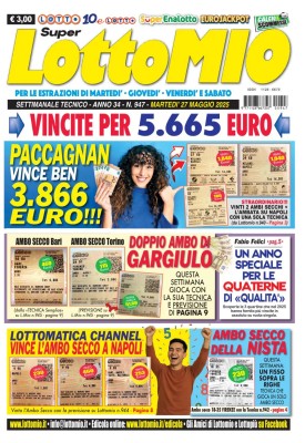 Lottomio di Martedi N.947 - 27 Maggio 2025
