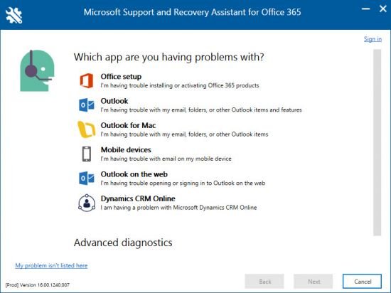 Microsoft Support and Recovery Assistant Enterprise 17.01.3265.000 Microsoft Support and Recovery Assistant Enterprise 17.01.3265.000