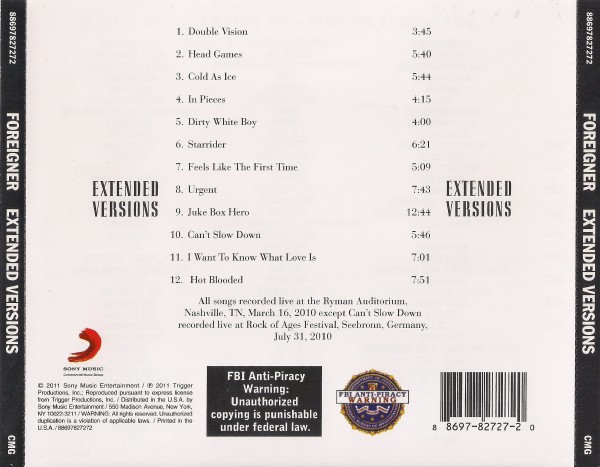 Foreigner - Extended Versions (2011) (Lossless + 320)