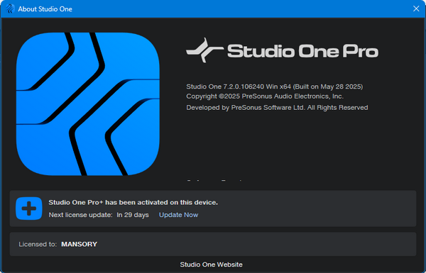 PreSonus Studio One Pro 7.2.0