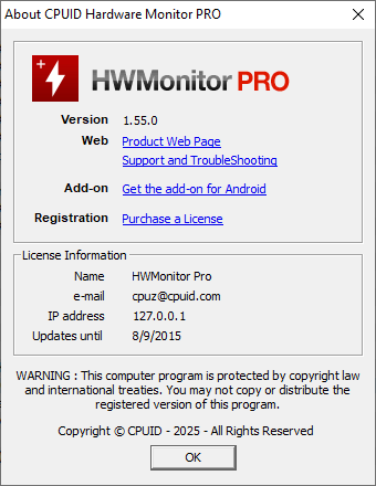 CPUID HWMonitor Pro 1.55 + Portable