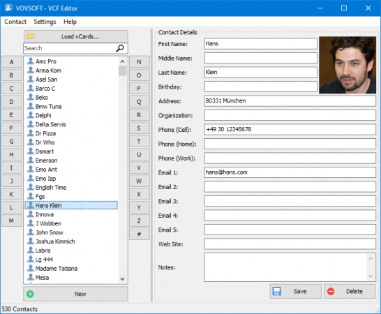 VovSoft VCF Editor 1.7