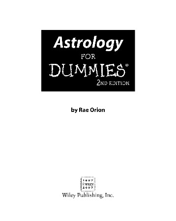 Cover: Astrology for Dummies - Rae Orion