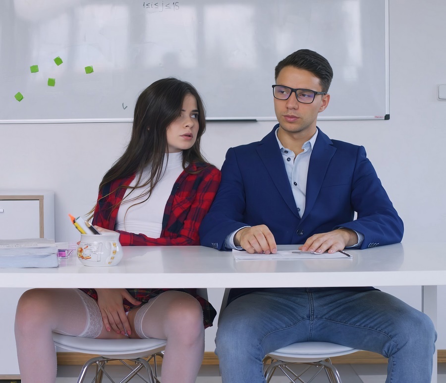 MollyBrown - Young Student Spreads Her Legs During Exam