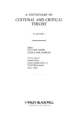 Cover: A Dictionary of Cultural and Critical Theory - Michael Payne