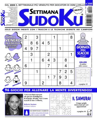 Settimana Sudoku N.1040 - 18 Luglio 2025