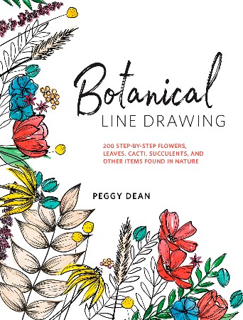 Cover: Botanical Line Drawing: 200 Step-by-Step Flowers
