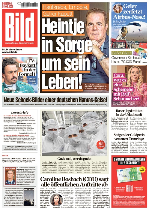 Bild Zeitung vom 05. August 2025 Bild Zeitung vom 05. August 2025