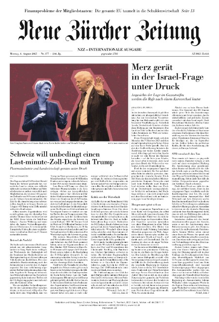 Neue Zürcher Zeitung (International) - 4 August 2025 Neue Zürcher Zeitung (International) - 4 August 2025