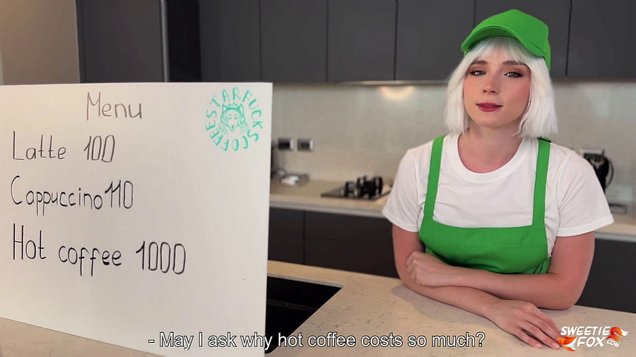 Blonde Barista in Shorts Offered to Rough Fuck her Hot Holes instead of Coffee POV Sweetie Fox (Onlyfans) FullHD 1080p
