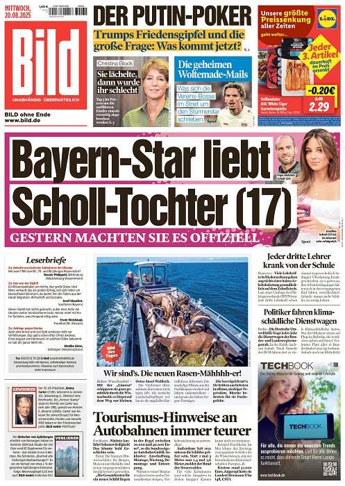 Bild Zeitung vom 20. August 2025 Bild Zeitung vom 20. August 2025
