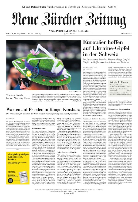 Neue Zürcher Zeitung International 20.8.2025 Neue Zürcher Zeitung International 20.8.2025