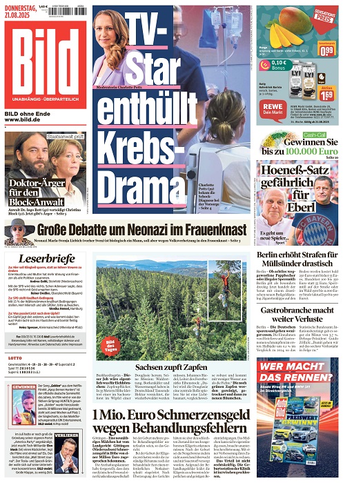 Bild Zeitung vom 21. August 2025 Bild Zeitung vom 21. August 2025
