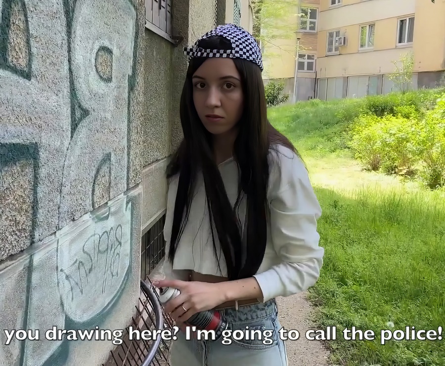 Katty West - Caught A Hooligan Girl Painting Graffiti And Cum In her Panties