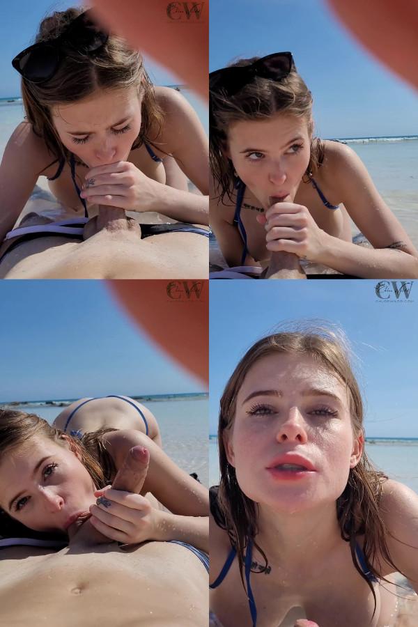 Chloe Wildd  - Beach blowjob with cum swallow