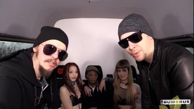 Jezzicat - Steak & Blowjob Day interracial celebration in the bus with German Jezzicat