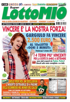 Lottomio di Martedi N.962 - 16 Settembre 2025