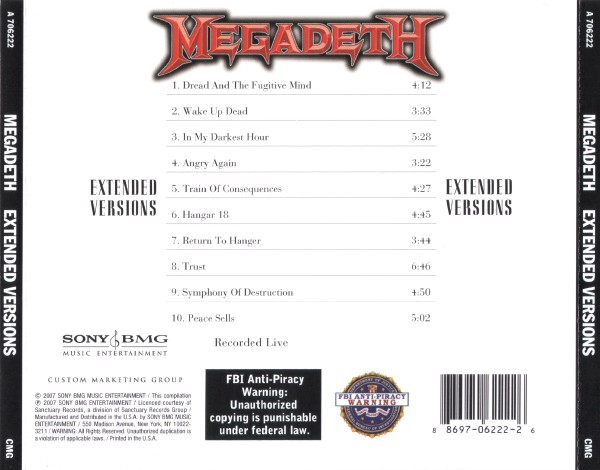 Megadeth - Extended Versions (2007) (Lossless + 320)
